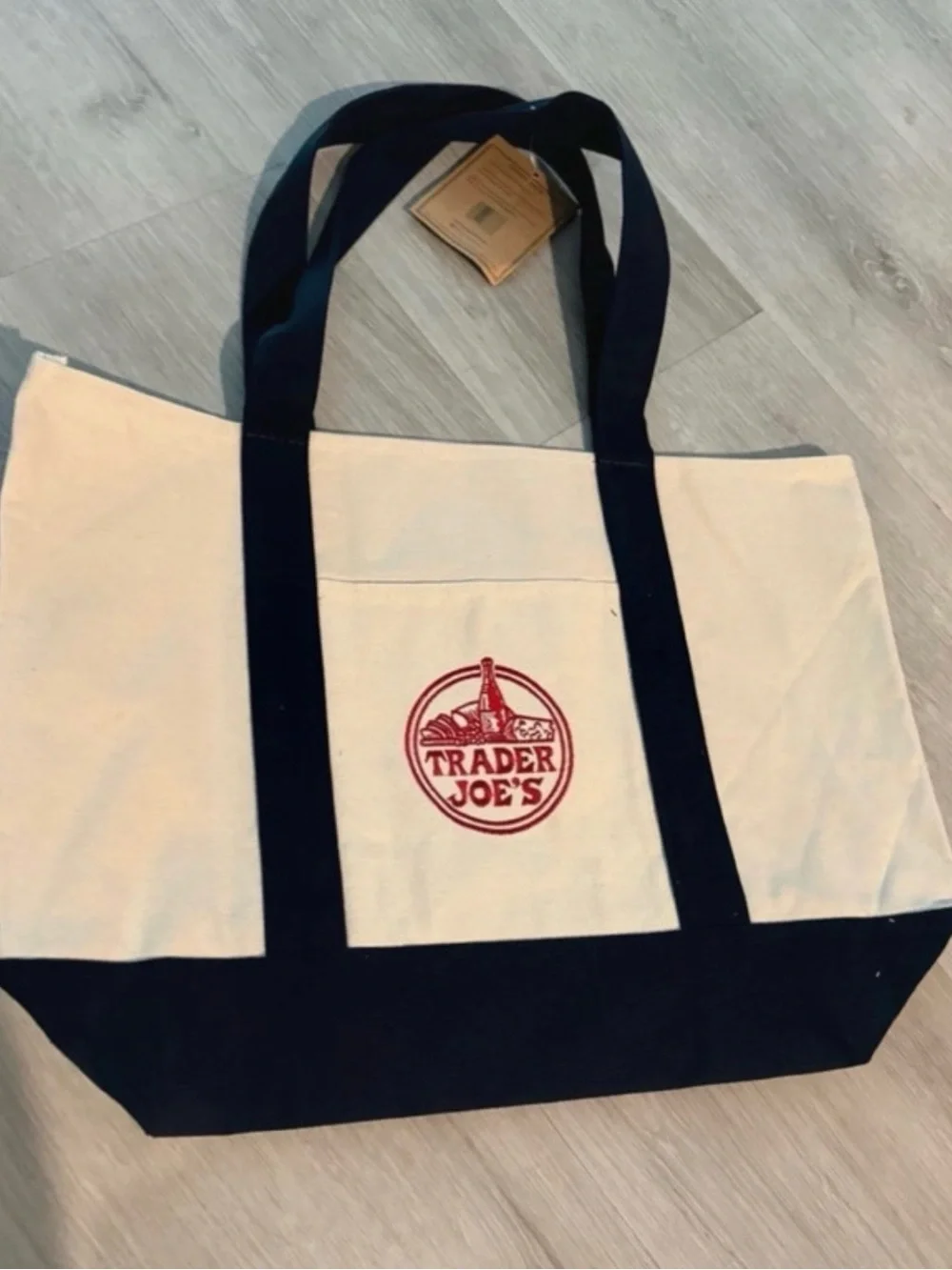 Trader Joe’s Large Canvas Tote Navy New with Tags